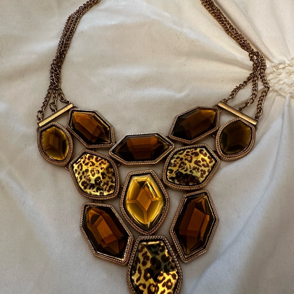 Leopard Print Statement Necklace